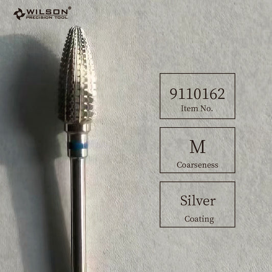 Wilson Outlet-Wilson Precision Tool Carbide Nail Drill Bit - 3/32" (2.35mm) Shank, φ6.0mm Flame Bits-M Silver Coating for Acrylic Nails Removal Safe Nail Bits for First-Time DIY Users
