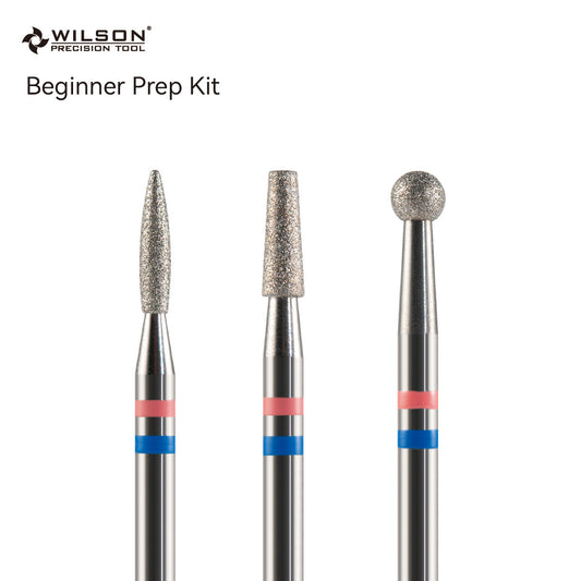Wilson Precision Tool Beginner Prep Kit - 3/32" (2.35mm) Shank, φ1.8mm Flame Shape/φ2.5mm Tapered Shape/φ3.1mm Ball Shape Natural Diamond Bits Beginner Prep Kit for Better Manicure Care to Start Nail Journey