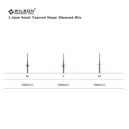 Natural Diamond 1.4mm Short Tapered Barrel Cuticle Clean Nail Drill Bit 3/32''
