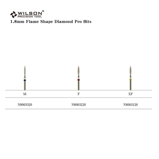 Natural Diamond Cuticle Nail Drill Bit 3/32'' - 1.8mm Flame Shape Diamond Bit (Medium)