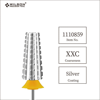 Wilson Outlet-Wilson Precision Tool Carbide Nail Drill Bit - 3/32" (2.35mm) Shank, φ7.0mm 5 in 1 Bits - Straight Cut-XXC Silver Coating for Advanced Salon Users to Provide High Quality Manicure Services