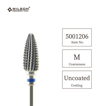 Wilson Precision Tool Carbide Nail Drill Bit - 3/32" (2.35mm) Shank, φ1.45mm/φ6.0mm Bullet Shape Burs for Nail Polishing High Quality Carbide Burs for Professional Users