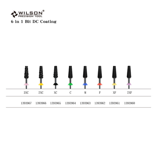 Wilson Precision Tool Carbide Nail Drill Bit - 3/32"(2.35mm) & 1/8"(3.175mm) Shank, φ6.0mm 7 in 1 Bits - Cross Cut for Fast Acrylic/Gel Removal, Shaping, and Refining