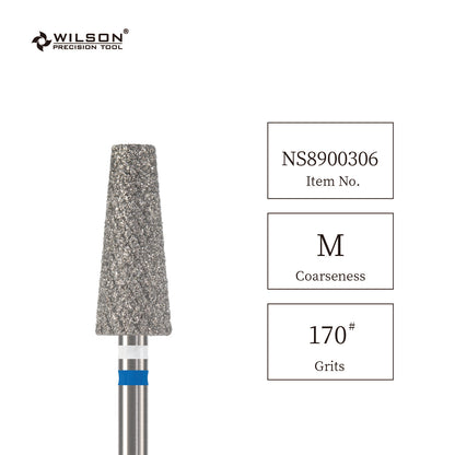 Pre-Order Wilson Precision Tool Natural Diamond & Stainless Steel - 3/32" (2.35mm) Shank, φ6.0mm Tapered Shape Natural Diamond Pro Bits for Buffing Natural Nails Hot-selling Bits for DIY Nail Enthusiasts