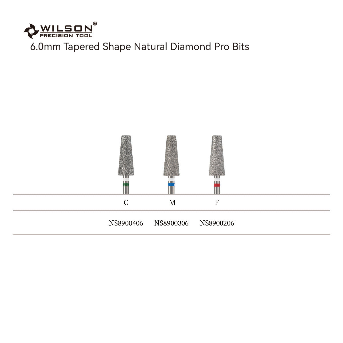 Pre-Order Wilson Precision Tool Natural Diamond & Stainless Steel - 3/32" (2.35mm) Shank, φ6.0mm Tapered Shape Natural Diamond Pro Bits for Buffing Natural Nails Hot-selling Bits for DIY Nail Enthusiasts