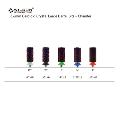 Pre-Order Wilson Precision Tool Carbide Nail Drill Bit - 3/32" (2.35mm) Shank, φ6.6mm Cardioid Crystal Large Barrel Bits - Chamfer Purple Coating Bits for Gel Nails Removal High-quality Manicure Beauty Tools for Advanced Users