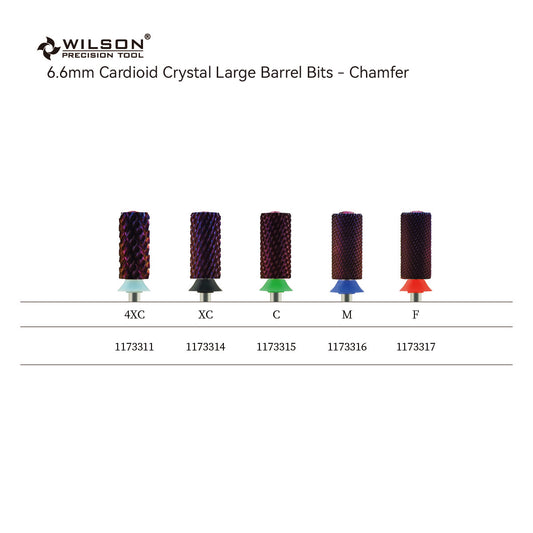 Pre-Order Wilson Precision Tool Carbide Nail Drill Bit - 3/32" (2.35mm) Shank, φ6.6mm Cardioid Crystal Large Barrel Bits - Chamfer Purple Coating Bits for Gel Nails Removal High-quality Manicure Beauty Tools for Advanced Users