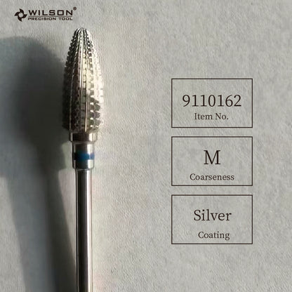 Wilson Outlet-Wilson Precision Tool Carbide Nail Drill Bit - 3/32" (2.35mm) Shank, φ6.0mm Flame Bits-M Silver Coating for Acrylic Nails Removal Safe Nail Bits for First-Time DIY Users