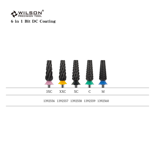 Wilson Precision Tool Carbide Nail Drill Bit - 3/32" (2.35mm) Shank, φ6.0mm 6-in-1 Carbide Nail Drill Bit for Acrylic & Gel Removal