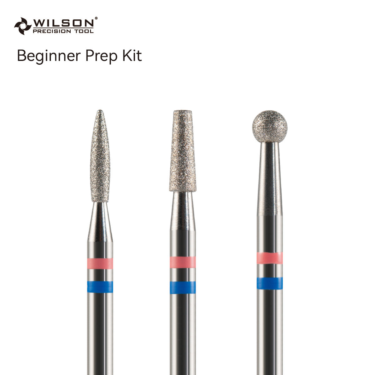 Wilson Precision Tool Beginner Prep Kit - 3/32" (2.35mm) Shank, φ1.8mm Flame Shape/φ2.5mm Tapered Shape/φ3.1mm Ball Shape Natural Diamond Bits Beginner Prep Kit for Better Manicure Care to Start Nail Journey