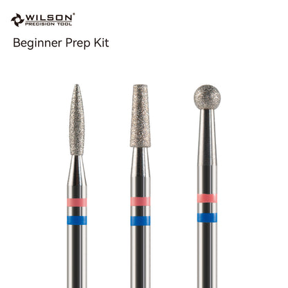Wilson Precision Tool Beginner Prep Kit - 3/32" (2.35mm) Shank, φ1.8mm Flame Shape/φ2.5mm Tapered Shape/φ3.1mm Ball Shape Natural Diamond Bits Beginner Prep Kit for Better Manicure Care to Start Nail Journey