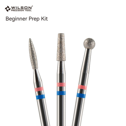 Wilson Precision Tool Beginner Prep Kit - 3/32" (2.35mm) Shank, φ1.8mm Flame Shape/φ2.5mm Tapered Shape/φ3.1mm Ball Shape Natural Diamond Bits Beginner Prep Kit for Better Manicure Care to Start Nail Journey