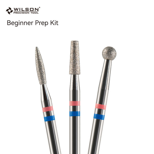 Wilson Precision Tool Beginner Prep Kit - 3/32" (2.35mm) Shank, φ1.8mm Flame Shape/φ2.5mm Tapered Shape/φ3.1mm Ball Shape Natural Diamond Bits Beginner Prep Kit for Better Manicure Care to Start Nail Journey