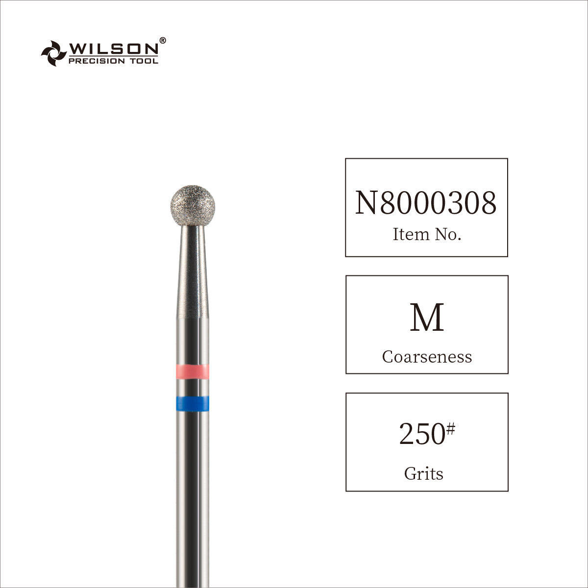 Fresa esférica de carburo con diamante natural de 3/32" (3,1 mm)