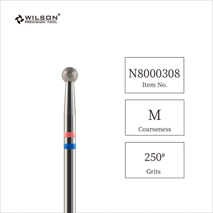 Fresa esférica de carburo con diamante natural de 3/32" (3,1 mm)