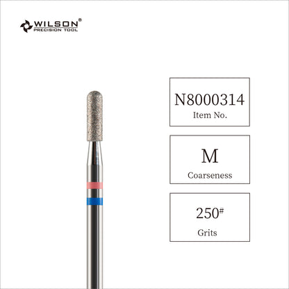 Fresa de carburo de diamante natural de 3/32" para cutículas con parte superior redondeada y barril de seguridad