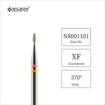 Fresa de carburo de diamante natural en forma de llama de 3/32" y 1,3 mm para uñas