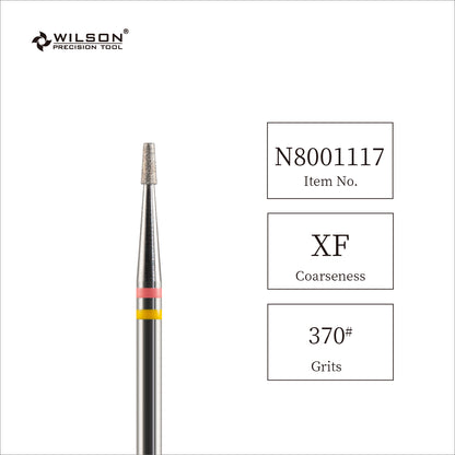 Wilson Precision Tool Natural Diamond & Tungsten Carbide - 3/32" (2.35mm) Shank, φ1.4mm Small Tapered Shape Natural Diamond Bits for Dead Skin Removal Cuticle Bits for Manicure Specialists