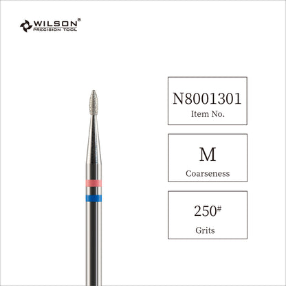 Fresa de carburo de diamante natural en forma de llama de 3/32" y 1,3 mm para uñas
