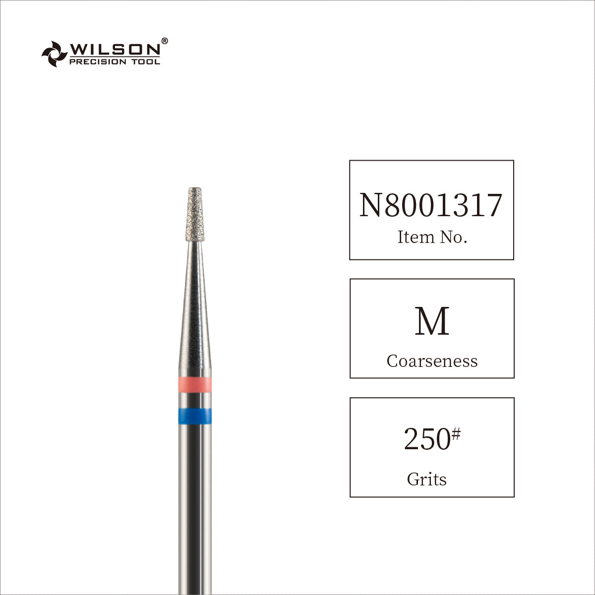 Wilson Precision Tool Natural Diamond & Tungsten Carbide - 3/32" (2.35mm) Shank, φ1.4mm Small Tapered Shape Natural Diamond Bits for Dead Skin Removal Cuticle Bits for Manicure Specialists
