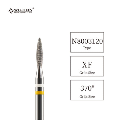 Natural Diamond Cuticle Nail Drill Bit 3/32'' - 1.8mm Flame Shape Diamond Bit (Medium)