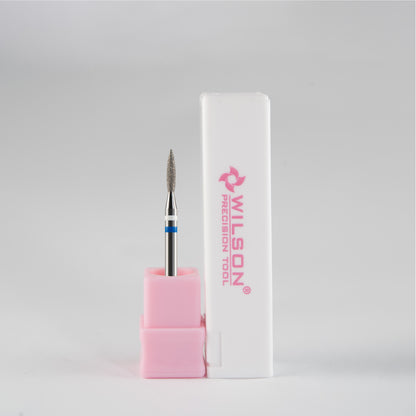 Natural Diamond Cuticle Nail Drill Bit 3/32'' - 1.8mm Flame Shape Diamond Bit (Medium)
