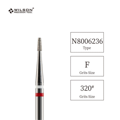 Natural Diamond Cuticle Nail Drill Bit 3/32'' - 1.4mm Short Tapered Shape Diamond Bit